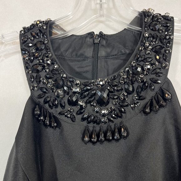 Adrianna Papell Black Beaded A-Line High Low Dress Party Cocktail Size 0 - Picture 5 of 8
